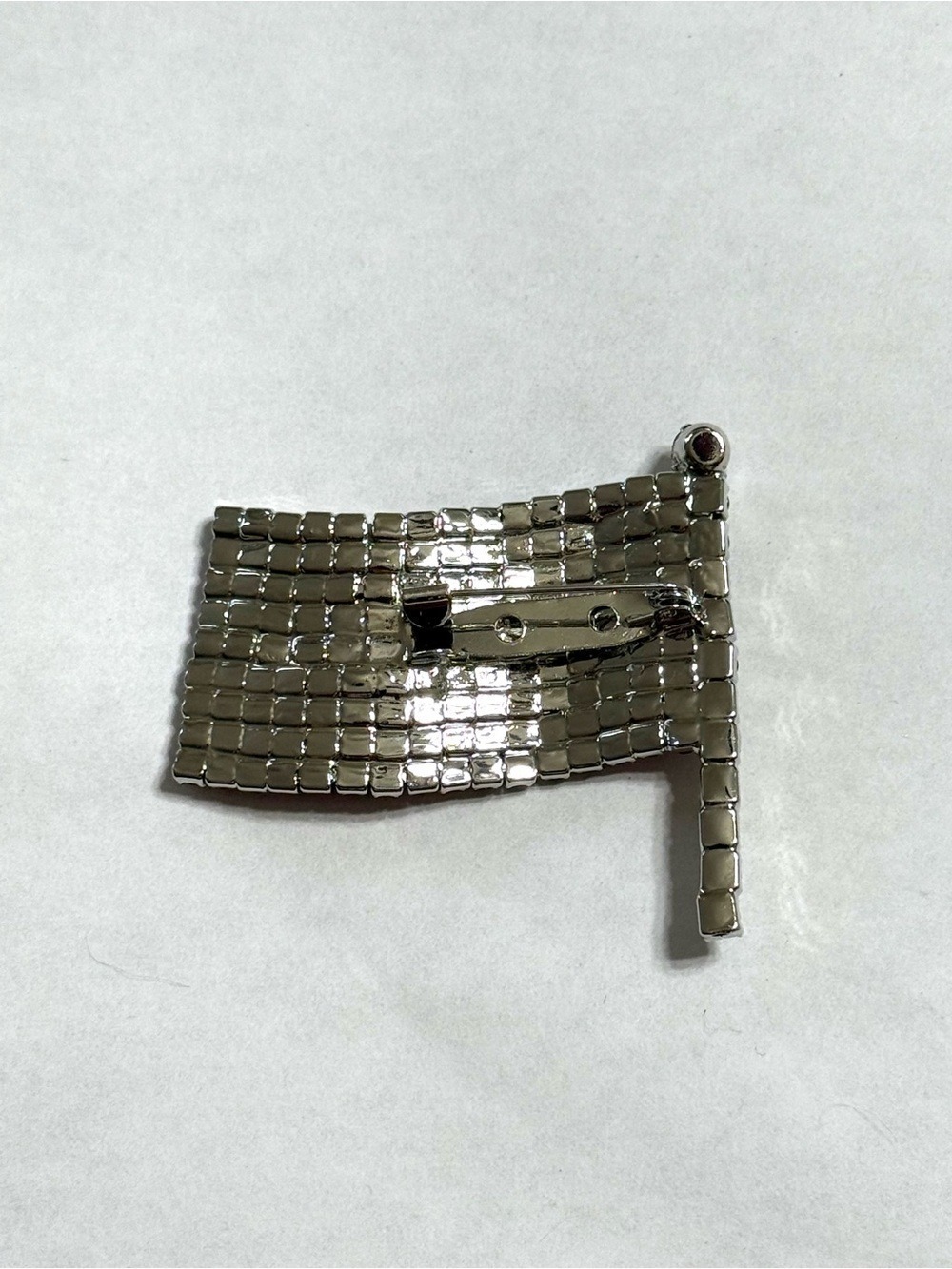 American Flag Rhinestone Pin Brooch Red Blue Clear Patriotic Statement Jewelry - Picture 4 of 6